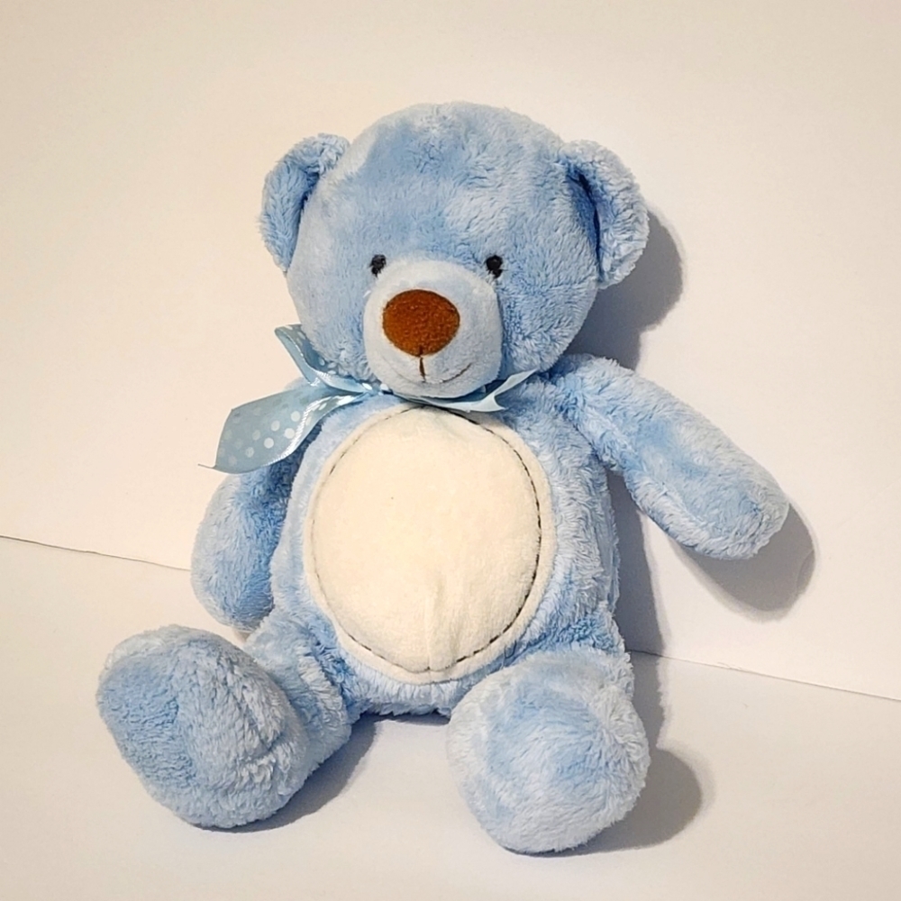 Gund plush  baby bear blue  with polka dot ribbon 319673